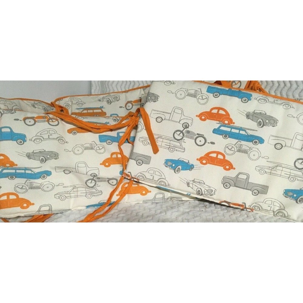 Vintage Transportation Cars Crib Bumper Pad Unmark
